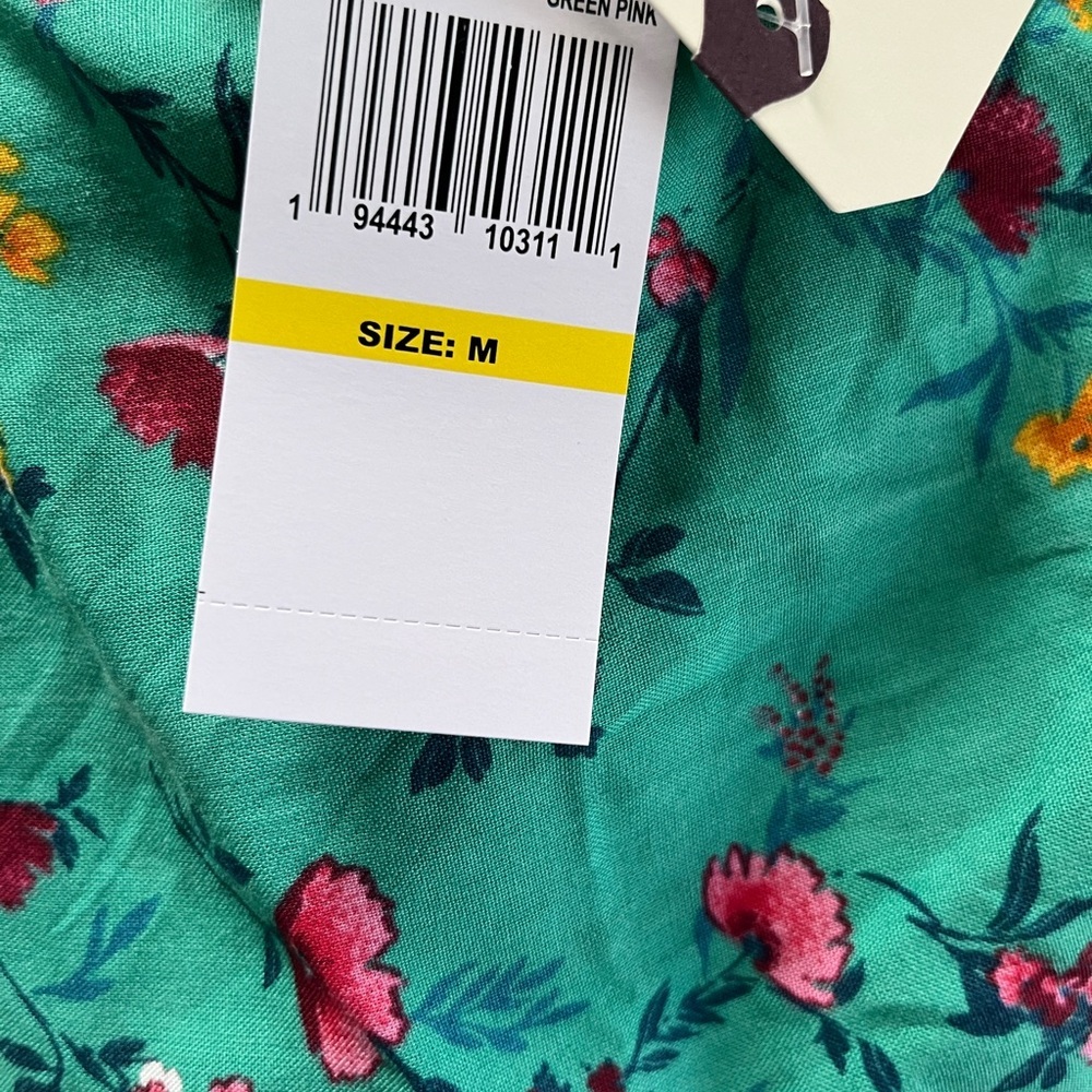 Lottie & Holly BOG Collective Green Pink Floral Tiered Mini Sundress L - Picture 5 of 6